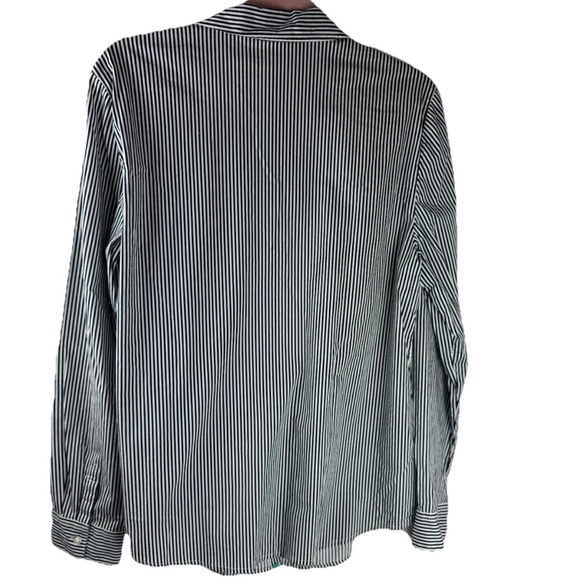 Rafaella Weekend Button Top Black White Stripes Woman XL Long Sleeves Collared - Picture 7 of 7